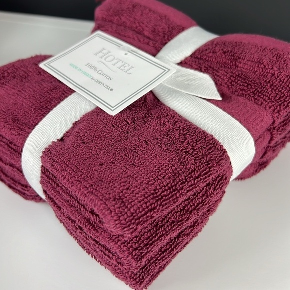 HOTEL Bath Towel Set Burgundy 100% Cotton Soft Absorbent - 8 Piece Set - NEW - Picture 7 of 8